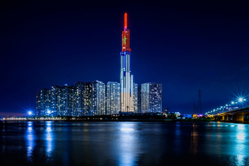 Nightsky view of Hochiminh city, Vietnam.