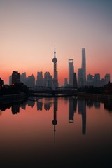 Shanghai skyscraper silhouette