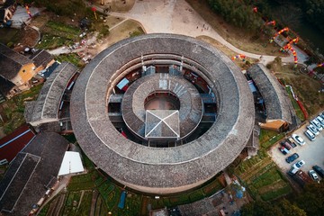 Fujian Tulou aerial closeup view