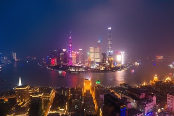 Fototapeta na wymiar Shanghai aerial night view
