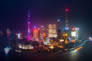 Fototapeta premium Shanghai aerial night view