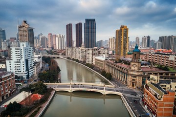 Fototapeta premium Shanghai Suzhou Creek aerial view