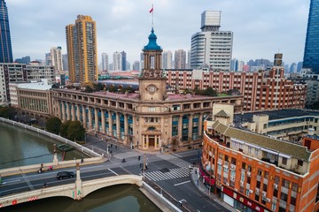 Fototapeta na wymiar Shanghai Suzhou Creek aerial view