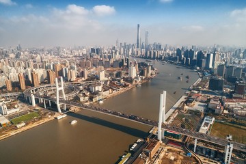 Shanghai Nanpu Bridge over Huangpu River