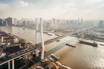 Papier Peint photo autocollant Pont de Nanpu Pont de Shanghai Nanpu sur la rivière Huangpu