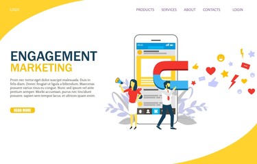 Engagement marketing vector website landing page design template