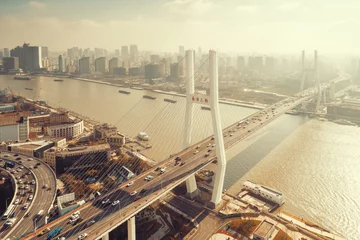 Fotobehang Nanpubrug Shanghai Nanpu Bridge over Huangpu River