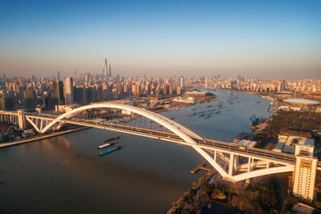 Fototapeta premium Shanghai Lupu Bridge aerial view