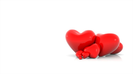 Red heart on white backgound.