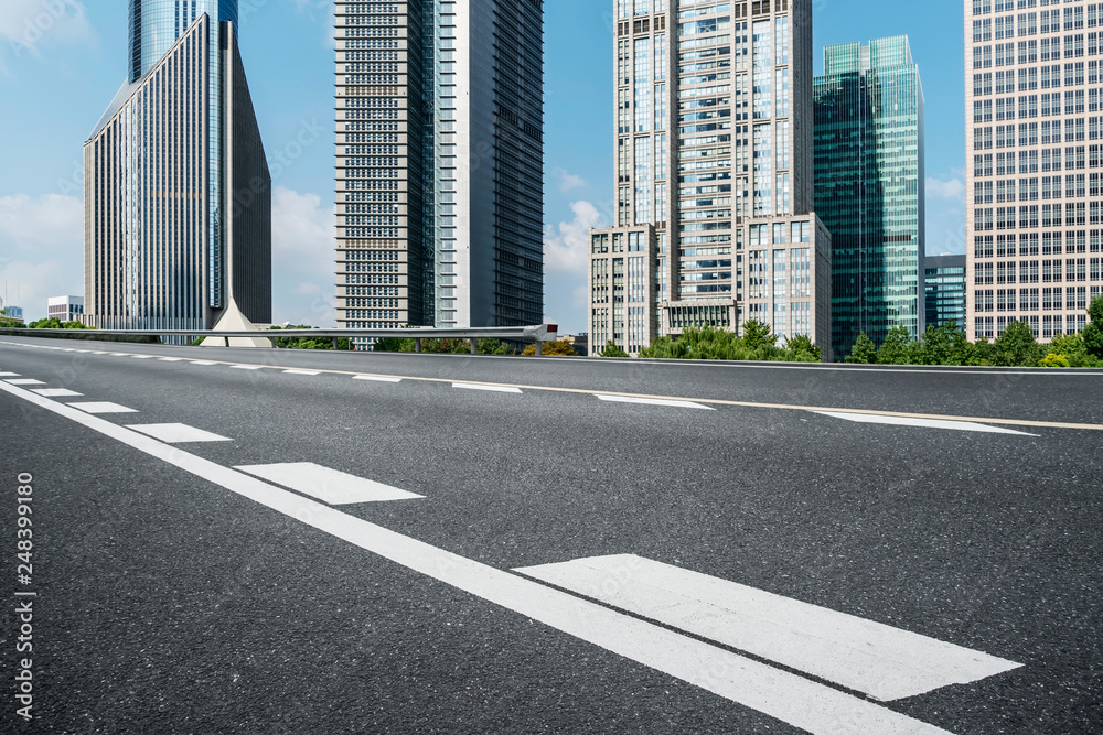 Wall mural highway road and skyline of modern urban buildings in shanghai..