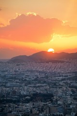 Athens skyline sunset from Mt Lykavitos