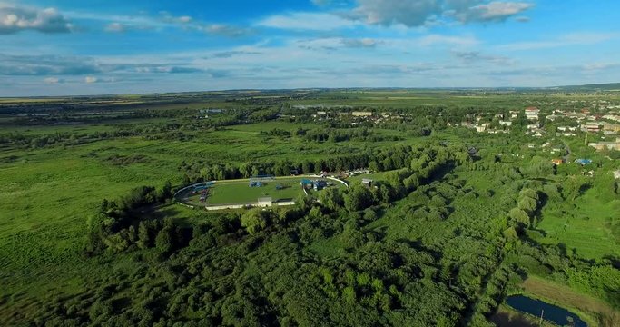 Dubno city. Ukraine, Rivne region, Aerial drone view