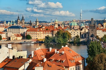 Prague skyline rooftop view