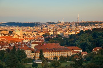 Prague skyline rooftop view