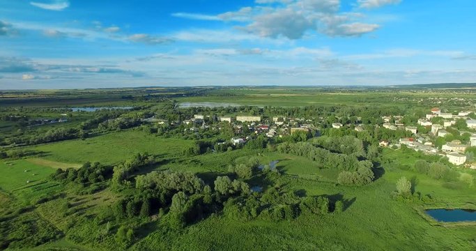 Dubno city. Ukraine, Rivne region, Aerial drone view