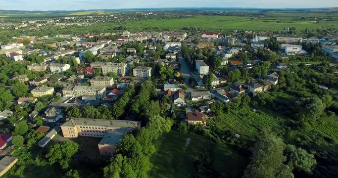 Dubno city. Ukraine, Rivne region, Aerial drone view