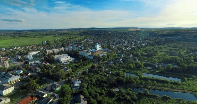 Dubno city. Ukraine, Rivne region, Aerial drone view
