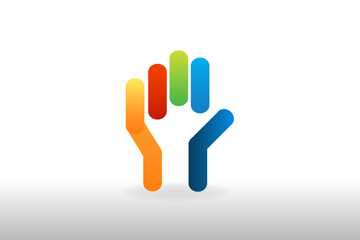 Logo children colorful hand vector design