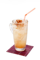 Chinese plum juice on white background