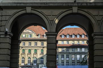 Old street of downtown in Bern, Switzerland