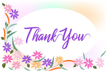 Thank you floral greetings card watercolor frame