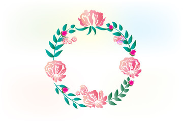 Flower roses vintage wreath invitation greetings card