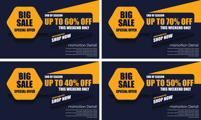 Sale Banner Template Design, Poster, This Weekend Special Offer Sale, Discounts, up to 70% off. Vector Illustration. Store Label. Communication Poster - Vector