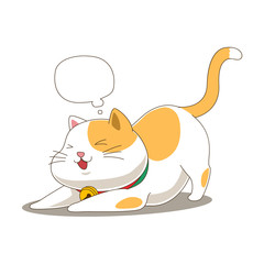Cute orange cat stretch oneself vector illustration