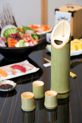 Sake in bamboo bottle