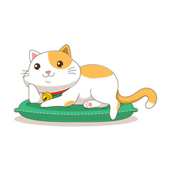 Cute orange sleeping cat illustration