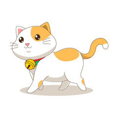 Cute orange walking cat illustration