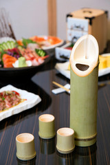 Sake in bamboo bottle