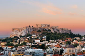 Crédence de cuisine en verre imprimé Athènes Athens skyline rooftop sunset