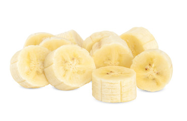Slice banana isolated on white clipping path