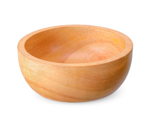 Wood bowl  isolated on white clipping path