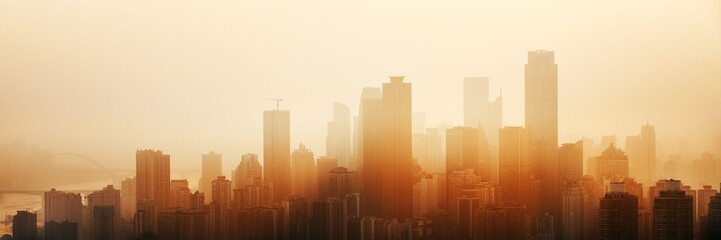 Chongqing urban architecture sunset