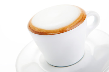 Hot cappuccino with milk foam