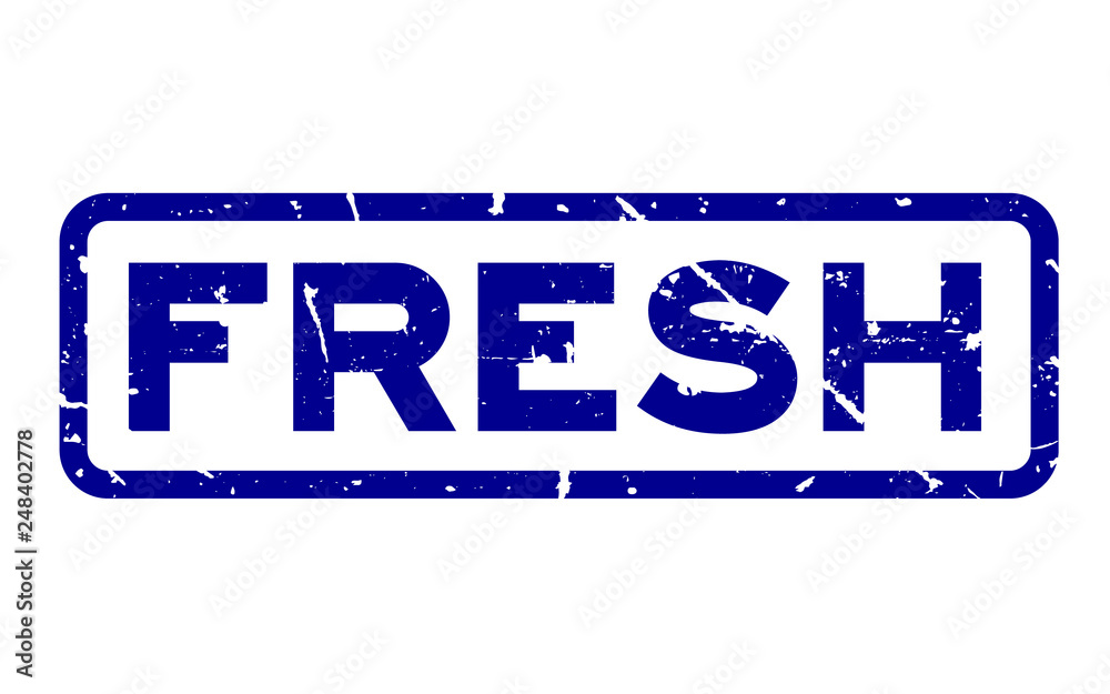 Poster Grunge blue fresh word square rubber seal stamp on white background