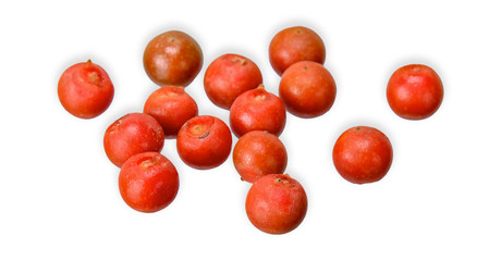 Pink peppercorn isolated on white clipping path