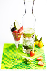 Sparkling water with sliced fruit for refreshing