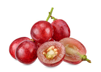 Red grape isolated on white clipping path