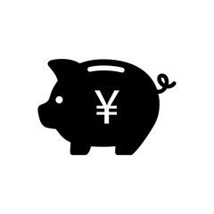 Piggy bank with yen, yuan symbol