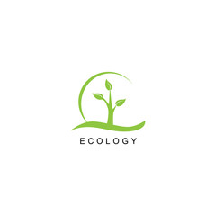 green nature icon logo design template