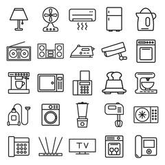 home things. minimal thin line web icon set. simple vector illustration outline. concept for infographic, website or app.