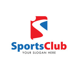 Sports Club logo design template and inspiration, with silhouette of an athlete like S letter