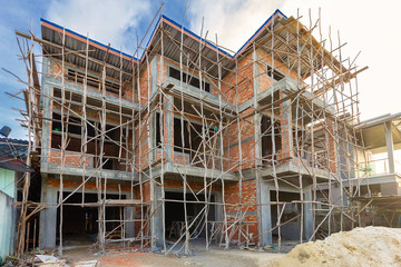 two storey houses are under construction in Thailand, modern house design