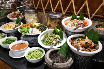 Ulam, traditional Malay food of raw vegetable with chili dipping