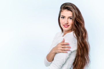 charming girl in white