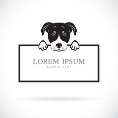 Vector of black dog head with frame space for your text. Pet. Animals. Easy editable layered vector illustration.