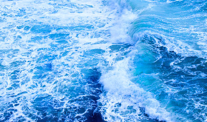 Defocused blue storm sea